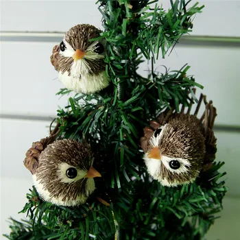 

Artificial Bird Gray Sparrow With Clip Hanging Ornament Handmade Birds Fake Artificial Sparrow Art Crafts Tree Garden Ornaments