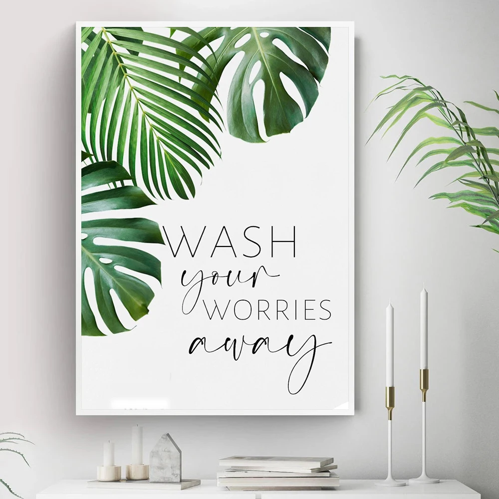 Wash-Your-Worries-Away-and-Relax-Quote-Wall-Art-Canvas-Print-And-Poster-Bathroom-Leaf-Prints (2)