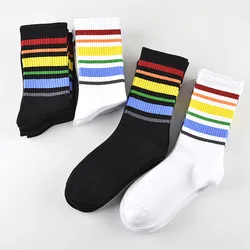 Fashion Rainbow Men'S Socks Pure Cotton Absorb Sweat Spring Autumn One Size Socks Men Harajuku Funny Socks Dropshipping