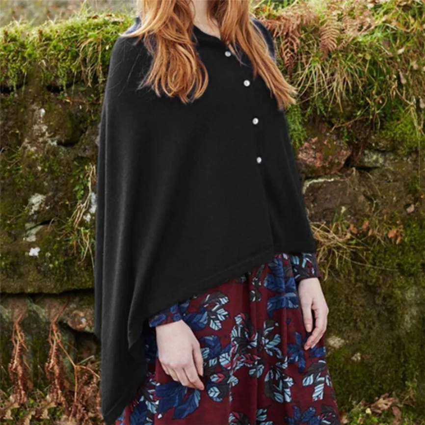 2019 New Women's Basic Jacke Women Tops Solid Long Sleeve Button T-shirt Irregular Hem Cloak Loose Kimono Autumn Coat | Мужская