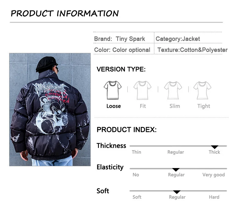 Confused Bear Print Padded Parka Jacket Hb6ef80c20e2c458c9e923ca80c93d331f