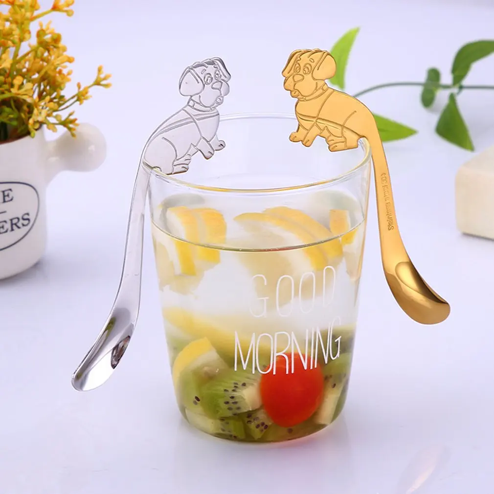 Хвост собаки чайная, кофейная ложка молока Десертные Ложки для помешивания Нержавеющая сталь мороженое суповая ложка для кормления/креативный дизайн кружка ложка