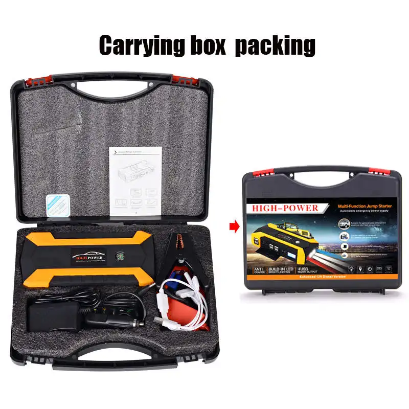 Carrying Box UK Plug WINTUWAY Лидер продаж автомобильный стартер 12 В 4USB портативный автомобильный аккумулятор зарядное устройство аварийный пусковой инструмент для банка комплект - Цвет: Carrying Box UK Plug