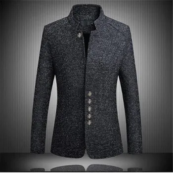 

Blazer Men 2018 spring New Chinese style Business Casual Stand Collar Male Blazer Slim Fit Mens Blazer Jacket Size M-5XL