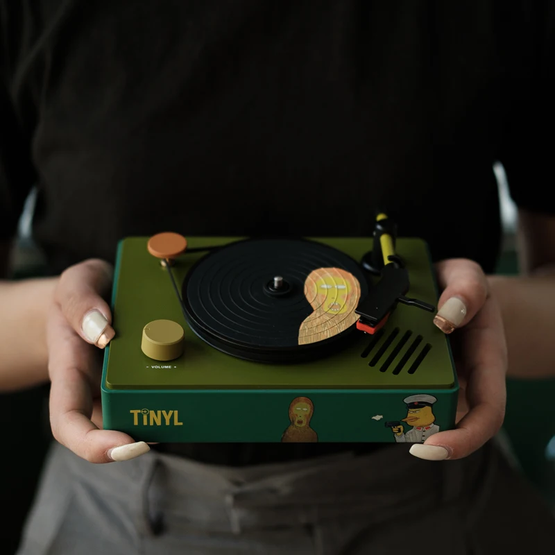3 Inch Mini Vinyl Turntable Record Player LP Disc 33 RPM Bluetooth Portable Gramophone Phonograph Speaker Antique Retro