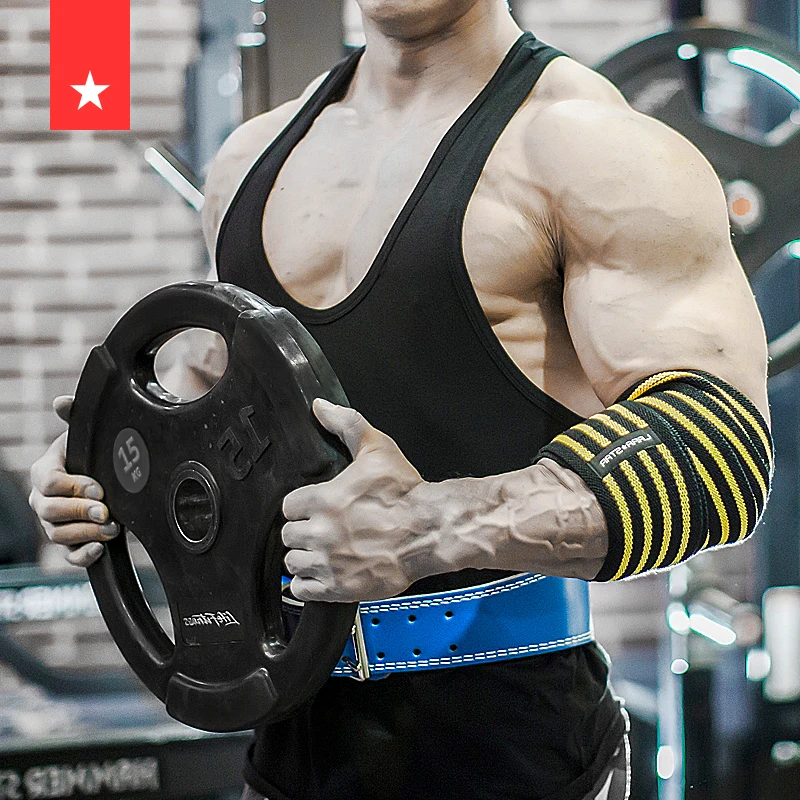 Powerlifting защитная одежда бандажная перчатка для тяжелой атлетики налокотник Фитнес Спорт бустер полоса налокотник скамья пресс Sli