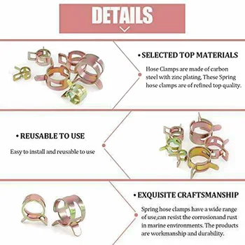 

80x Strong Spring Clips Hose Clamp For Holding Tight On Vacuum Fuel Water Hose