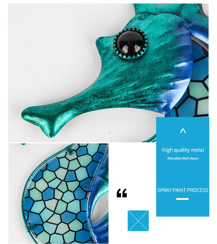 Garden Decor Metal Seahorse of Wall Decor with Glass for Garden Decoration Animales Jardin Miniature Statues and Sculpture
