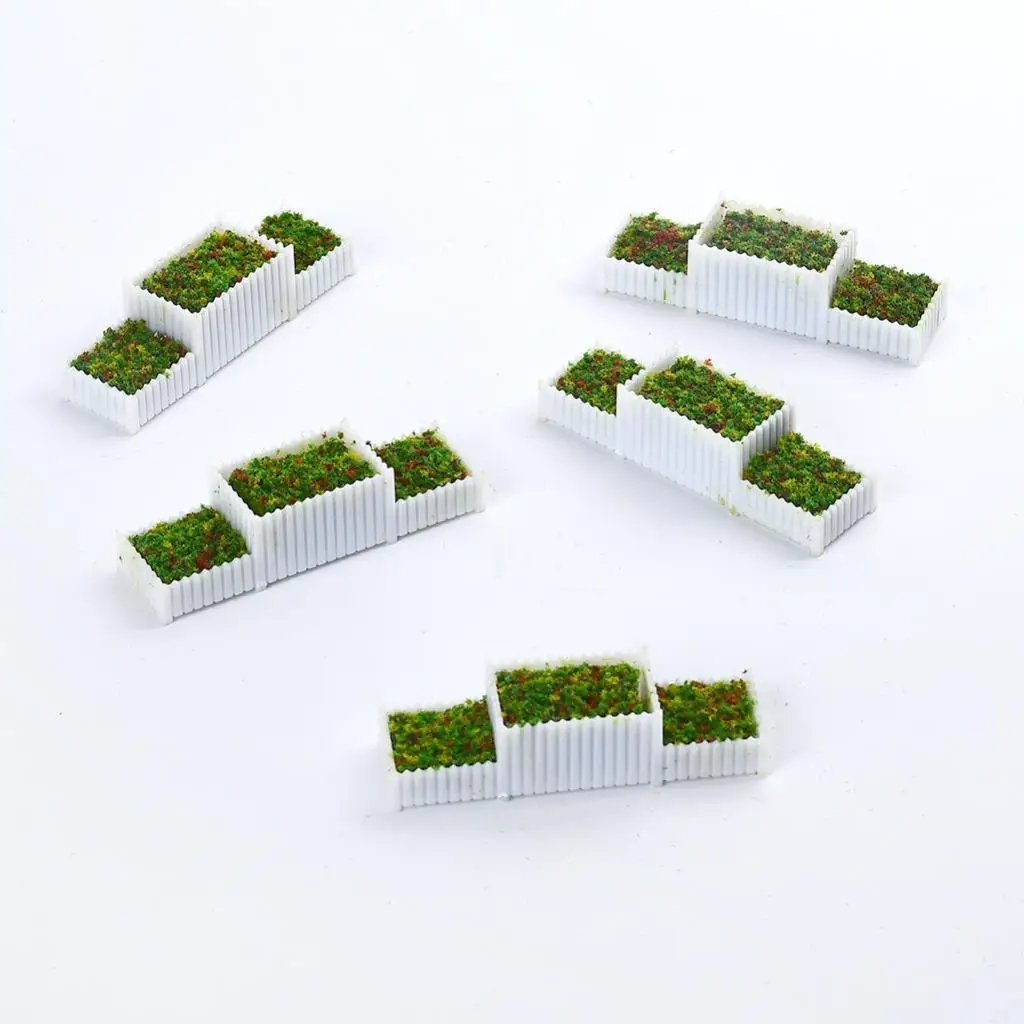 5pcs E Flower Beds Plants Mini Landscape Fairy Garden Dollhouse Decor 1/150