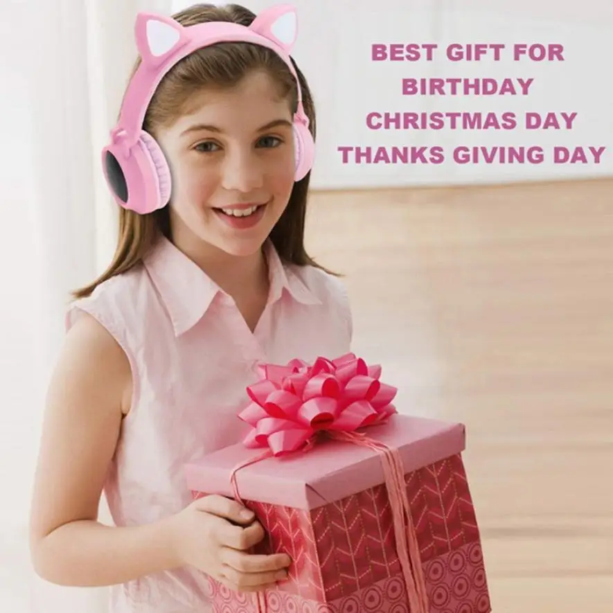 New Arrival LED Cat Ear Noise Cancelling Headphones Bluetooth 5 0 Young People Kids Headset Support TF Card 3 5mm Plug With Mic