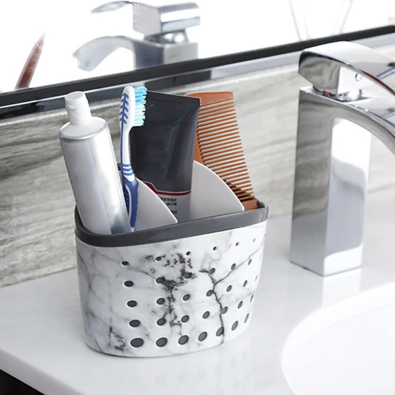 

Plastic Bathroom Shelf With Partition Household Bathroom Storage Basket Color Random