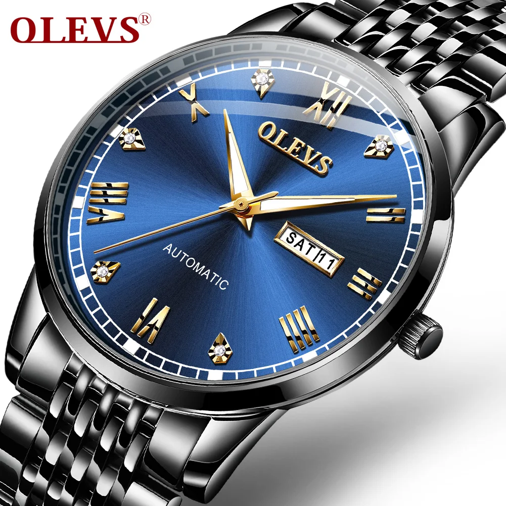 

OLEVS mens watches top brand luxury automatic/mechanical/luxury watch Men Self-Wind Waterproof Green Stainless Steel Masculino
