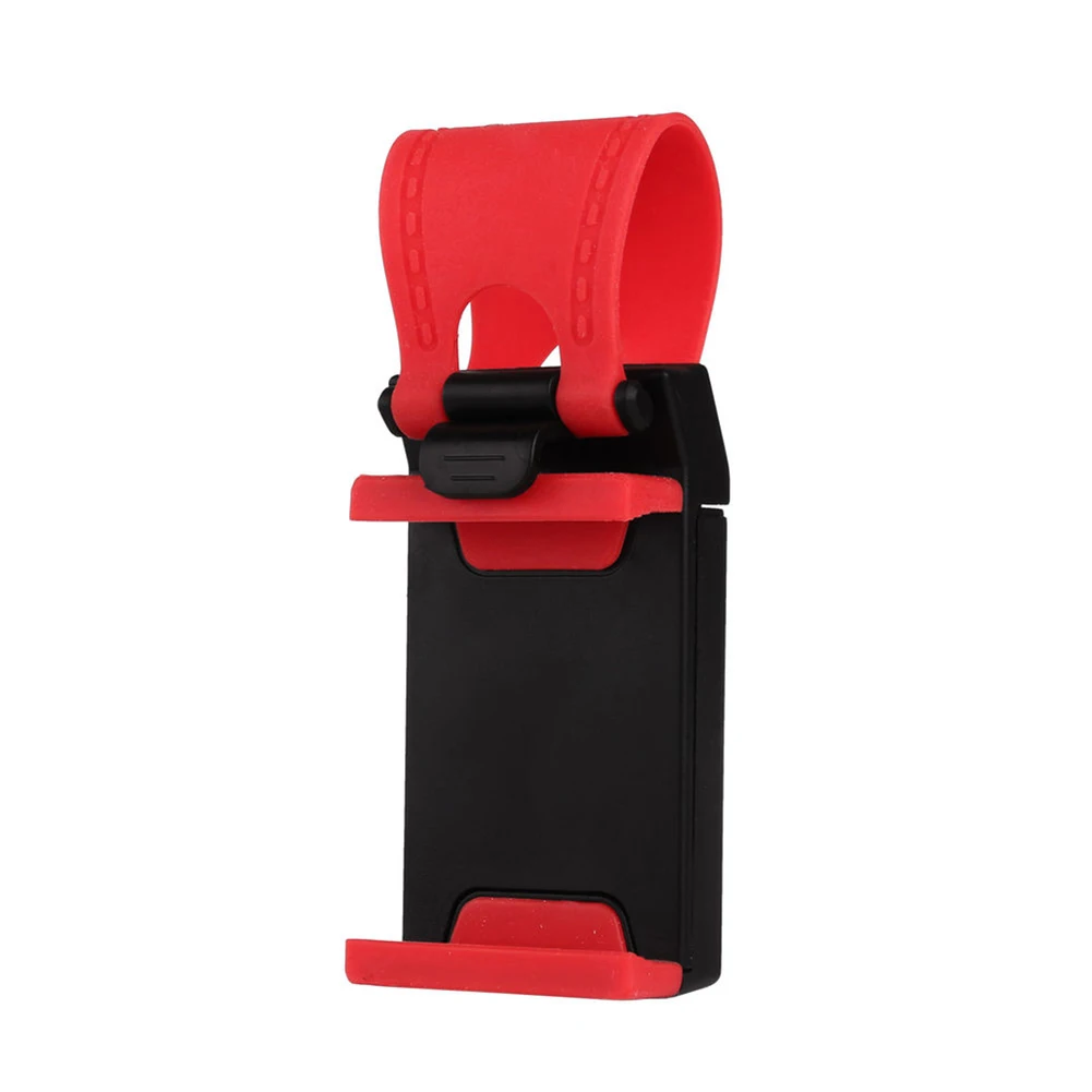 Универсальный автомобильный зажим рулевого колеса держатель Колыбель Подставка для сотового телефона gps - Цвет: Red Black