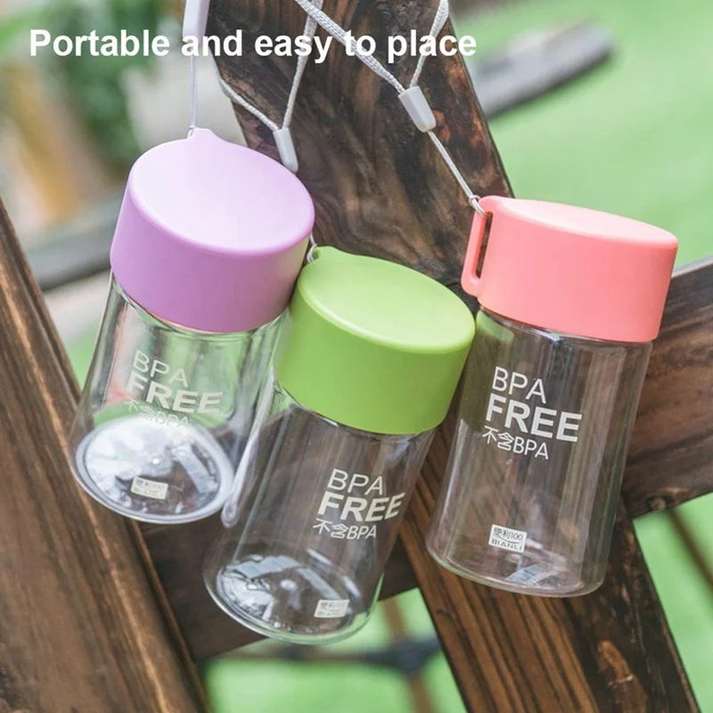 Маленькая бутылка для воды герметичные прозрачные с веревкой бутылки воды портативные маленькие бутылки для воды для студентов открытый пластиковый стаканчик