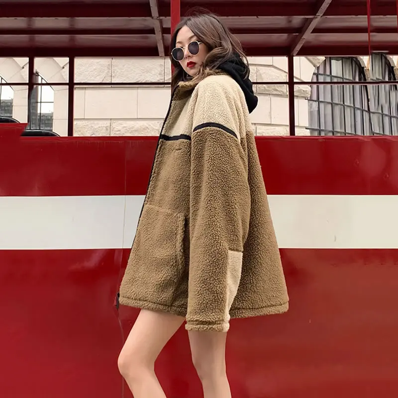 XITAO Женская парка с буквенным принтом модная новинка зимнее Элегантное маленькое повседневное свободное плотное пальто с карманами в стиле пэчворк GCC2920