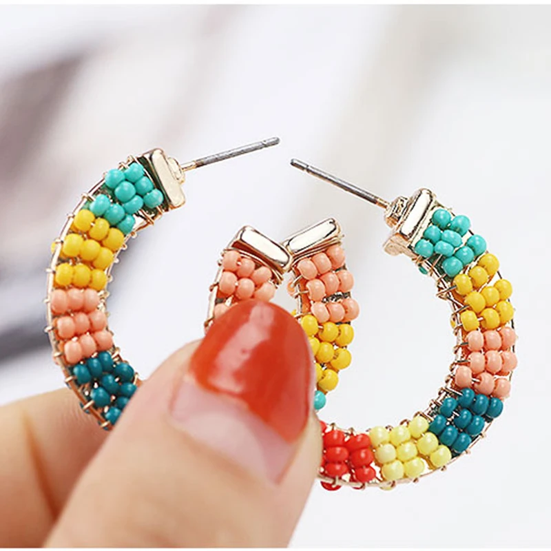 Новинка, женские серьги-гвоздики ручной работы с бусинами и бахромой, этнические синие висячие серьги с кисточками, украшения, вечерние, подарки