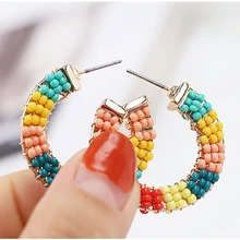 Новинка, женские серьги-гвоздики ручной работы с бусинами и бахромой, этнические синие висячие серьги с кисточками, украшения, вечерние, подарки