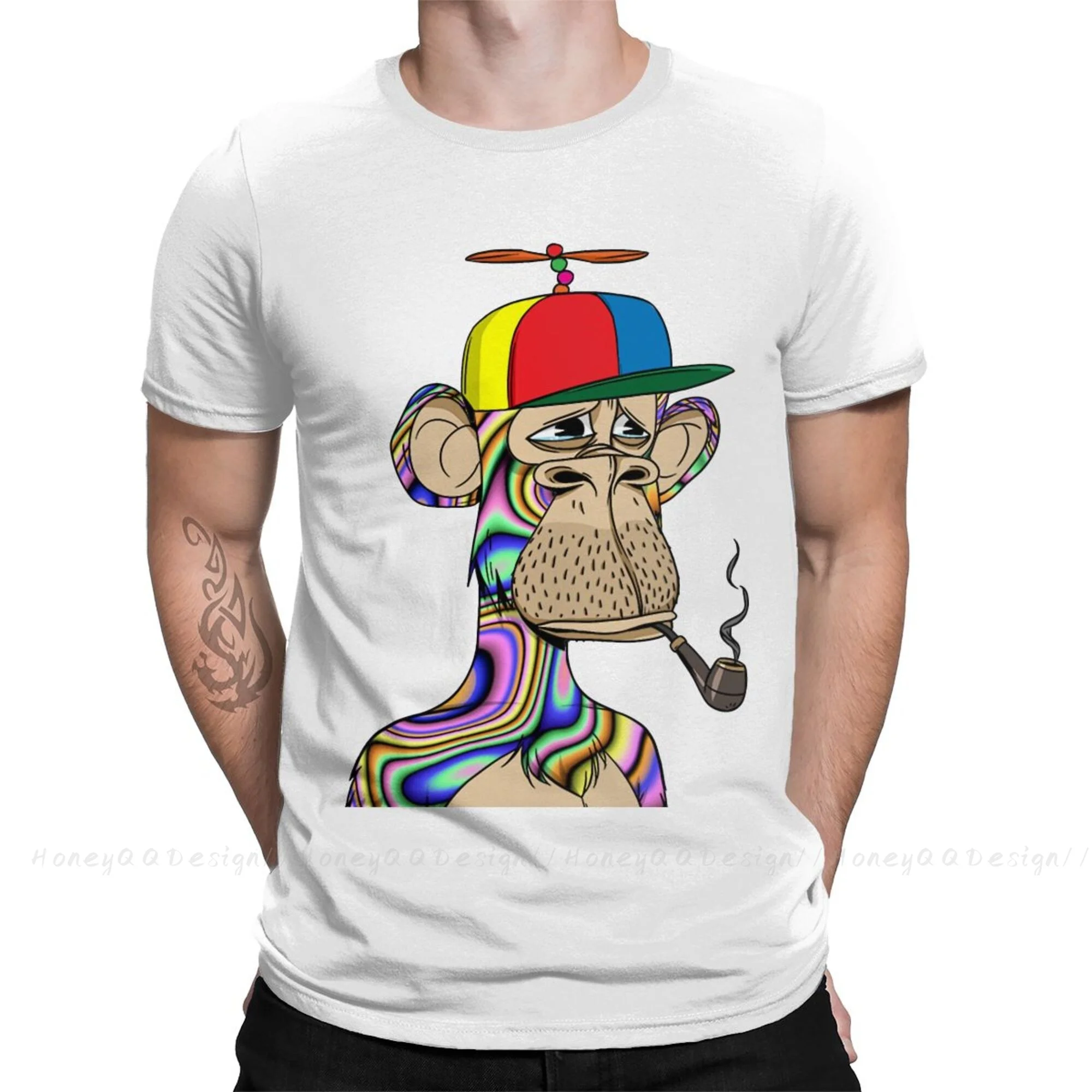 

#9728 Classic Print Cotton Shirts Hombre Bored Ape Yacht Club BAYC NFT Men Fashion Streetwear Adult TShirt