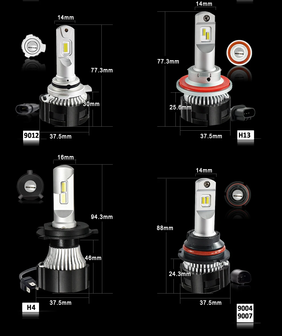 P18CNSUNNYLIGHT H4 Canbus LED H7 H11 H8 HB4 Car Headlight 9005 HB3 D1 9012 Auto Bulbs 104W 9000Lm No Error 6500K Car-Styling Lights (11)