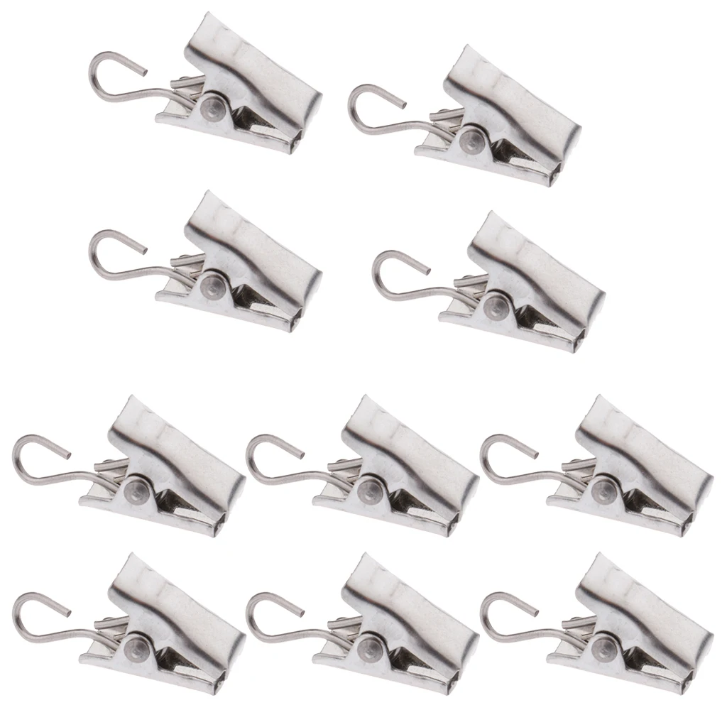 30 Pieces Muti Uses Hook, Clothesline Laundry Peg, Photo Clamps, Curtain Clips with Hook Hanger 30mm Silver