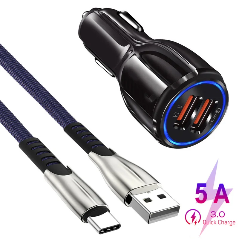 5А usb type C кабель для быстрой зарядки и передачи данных для samsung Note 10 Pro 9 8 huawei mate 30 20 Pro Быстрая зарядка QC 3,0 Автомобильное зарядное устройство