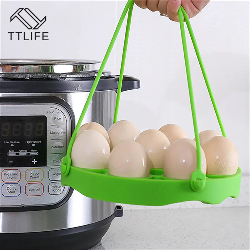 

TTLIFE Hot 4pcs/set Pressure Cooker Silicone Steamer Rack Insulation Pad Silicone Cover Vent 7-hole Food Supplement Box