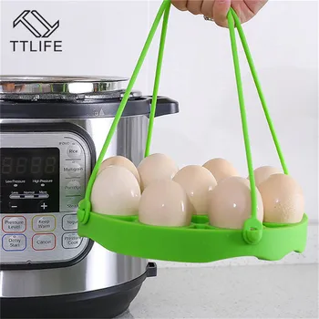 

TTLIFE Hot 4pcs/set Pressure Cooker Silicone Steamer Rack Insulation Pad Silicone Cover Vent 7-hole Food Supplement Box