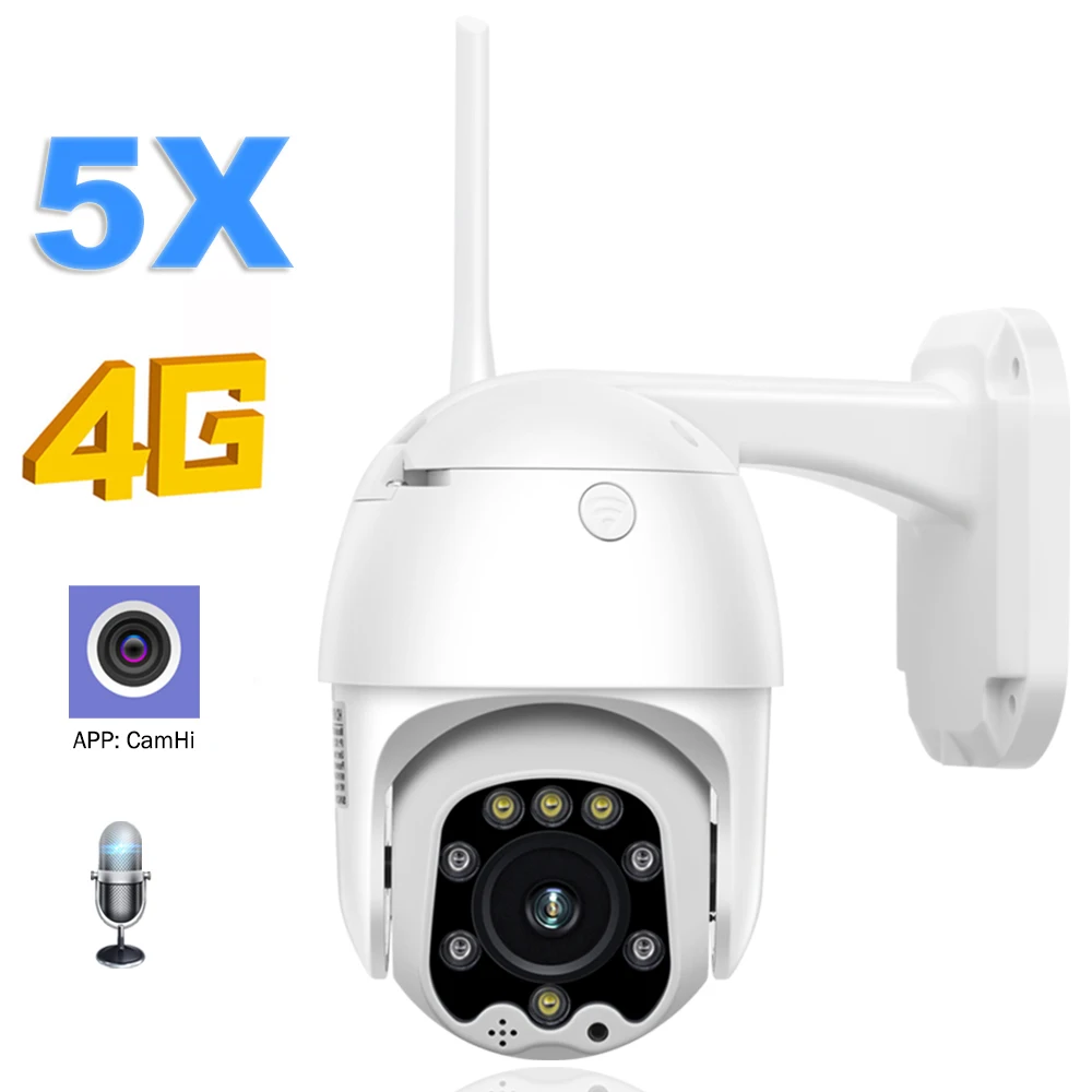 Камера видеонаблюдения 3G 4G 1080P HD PTZ беспроводная GSM SIM карта Wi Fi IP P2P ИК
