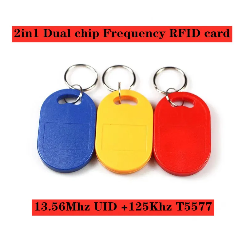 

10 шт., RFID-Брелоки для ключей, 125 кГц, T5577, EM4305 + 13,56 МГц