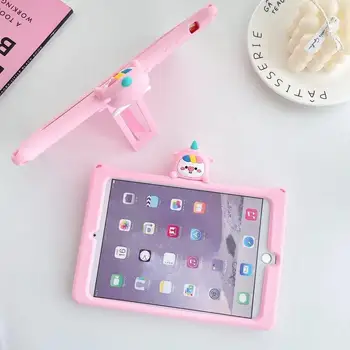 

For iPad 5th 6th 10.2 7th Pro 9.7 11 Air 1 2 Kids case unicorn pattern cover for Mini 1 2 3 4 5 7.9'' silicon stand case + strap