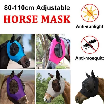 

Mesh Horse Anti-mosquito Mask Horse Head Cover Summer Breathable Comfortable Anti-fly Mesh Mask For Horse Animal Supplies