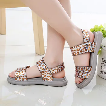 

SKHEK Girls Sandals Children Shoes Glitter Star Candy Color White Open-toe Sandals For School Female Kids Flat PU Leather Shoes