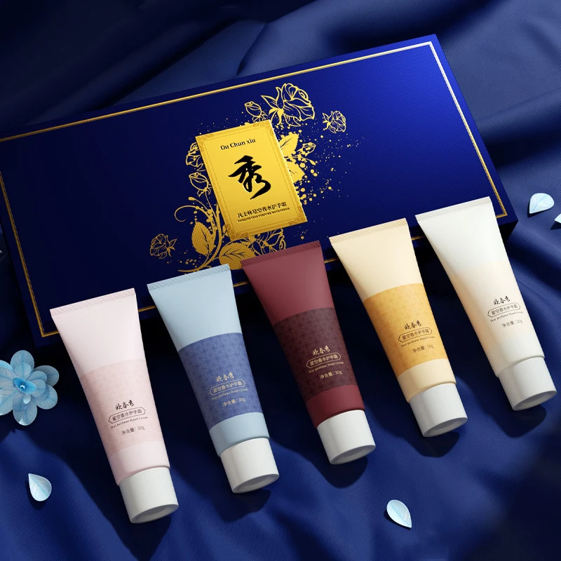 5pcs/Sets Popular Perfume Hand Cream Set Anti Dry Crack Moisturizing Fragrance Vaseline Hands Lotion Men Women Skin Care |