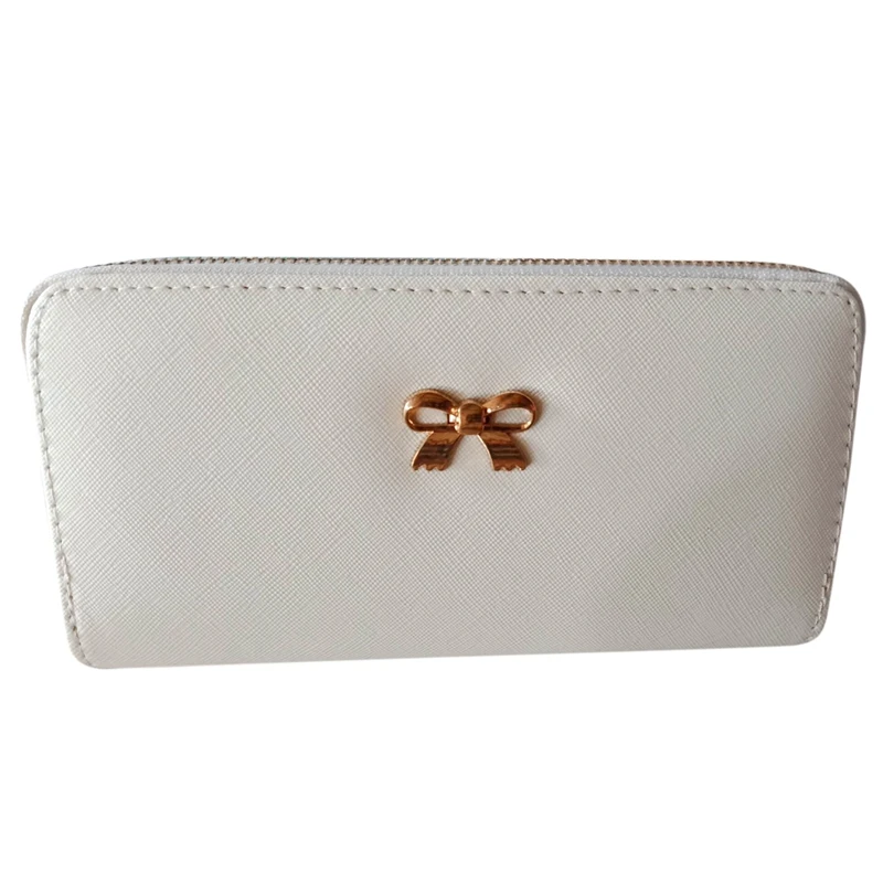 

ABZC-Women Cute bowknot solid bag purse Wallet Wearable(white)