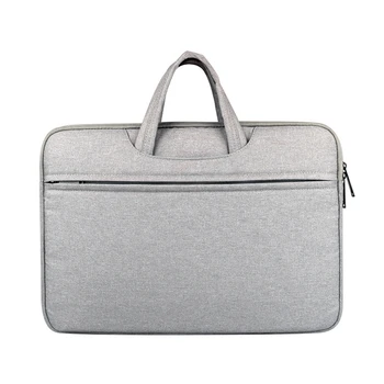 

HOT-Laptop Bag Men'S Briefcase Simple Office Business Tote For Macbook/Air/Pro Light Gray Polyester
