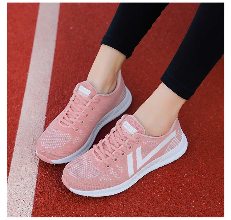 QJ 916-2019 Autumn Mesh Women Sneakers Woman Sport Running Flat Shoes-12