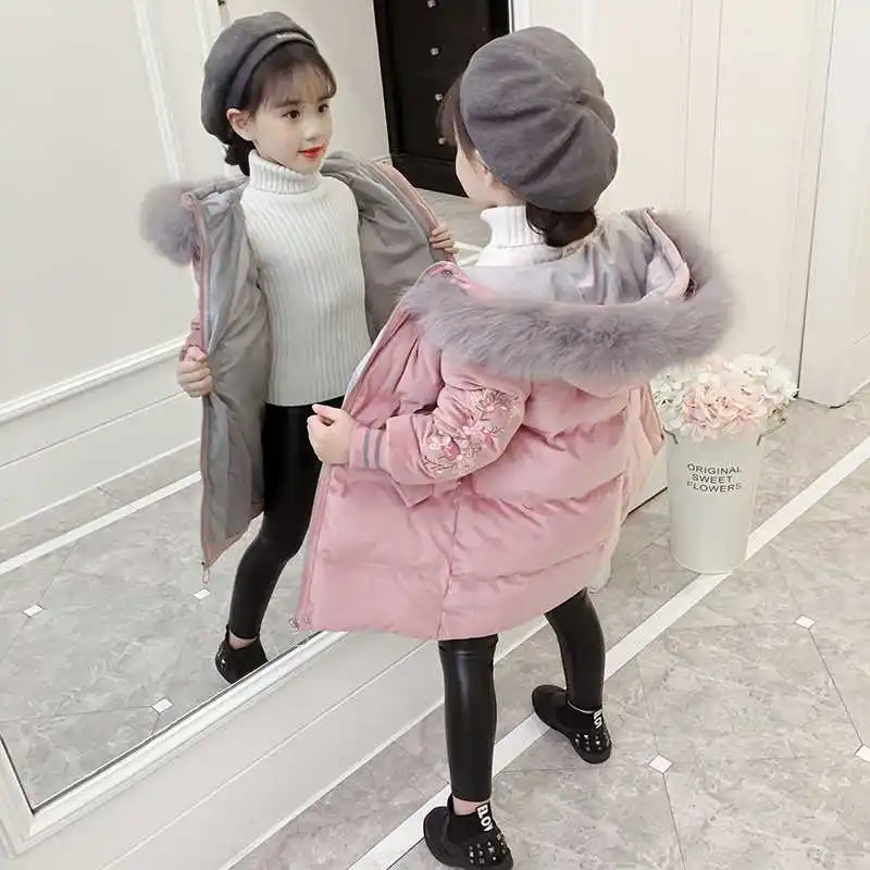 Новая верхняя одежда для детей от 3 до 12 лет зимняя куртка для девочек, парка для девочек, детское зимнее пальто Детская одежда зимнее пуховое пальто для девочек