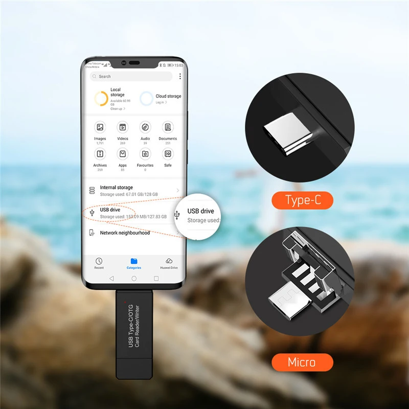 USB 3 0 устройство для чтения карт памяти Type c OTG android адаптер кардридер micro SD TF microsd