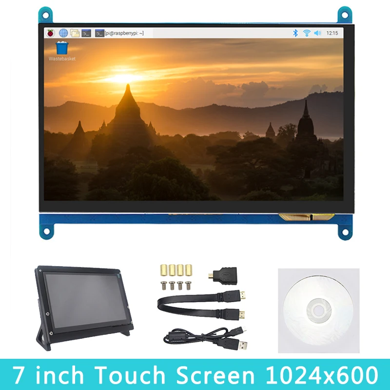 Скидка 7 дюймов Raspberry Pi 4B 3B + 3B сенсорный экран 1024*600 800*480 ЖК Дисплей HDMI | держатель совместимый ПК ноутбук Nvidia Jetson Nano