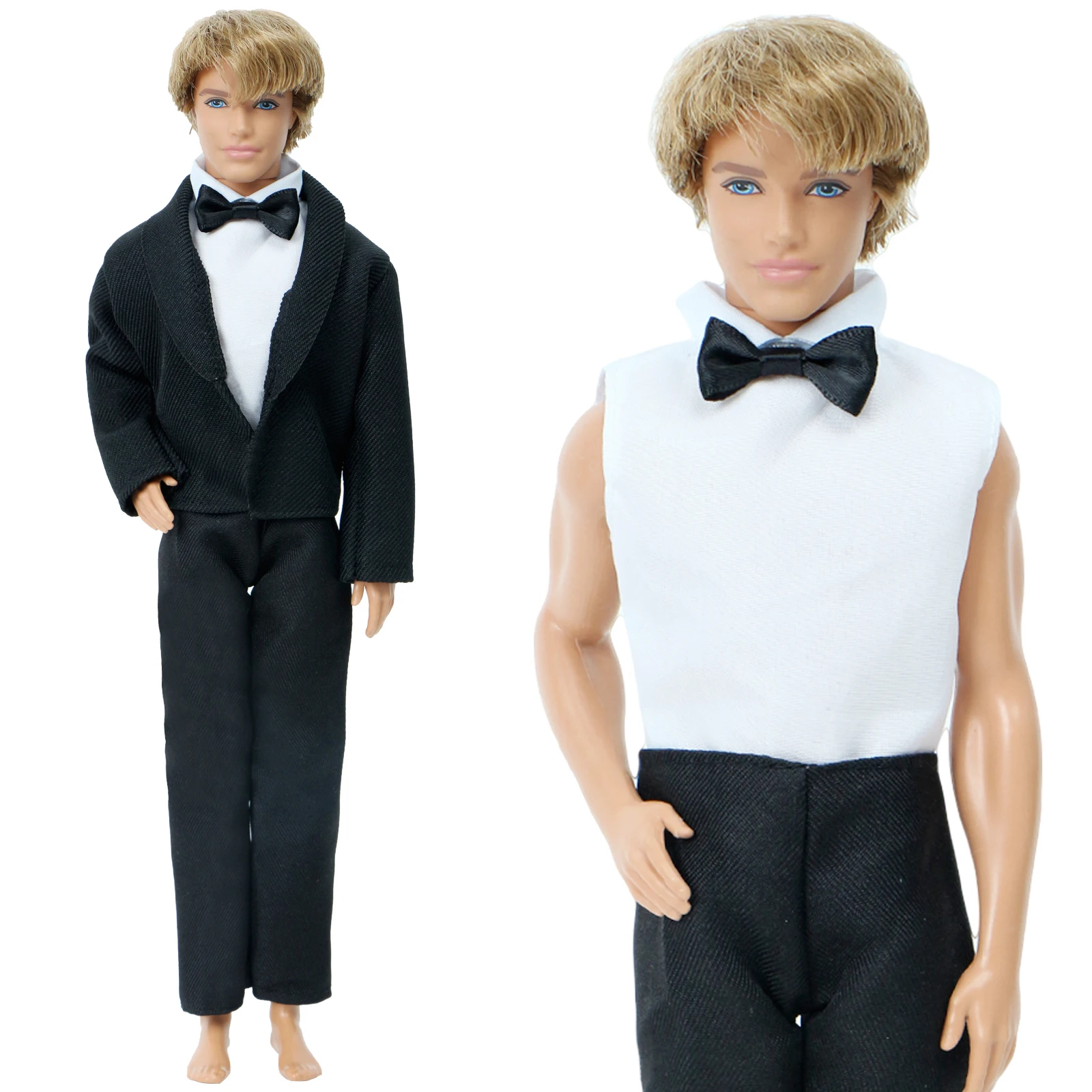1 Set 1/6 Men Suit Coat + Vest + Trousers Business Black Outfit Tuxedo Wedding Party Wear Accessories Clothes 12 Inch 30cm Doll barbie doll clothes doll clothes accessories doll clothes doll accessories