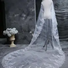 Цвета слоновой кости Свадебная фата свадебные туфли с блестками и вышивкой, с юбкой-пачкой, 3 метров в длину один Слои аксессуары