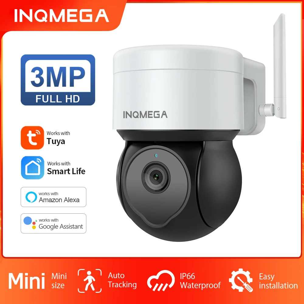 Inqmega 3Mp Wifi Tuya Camera Smart Cloud Ptz Ip Camera Outdoor Google Home Alexa Videocamera Di Sorveglianza Per Yard
