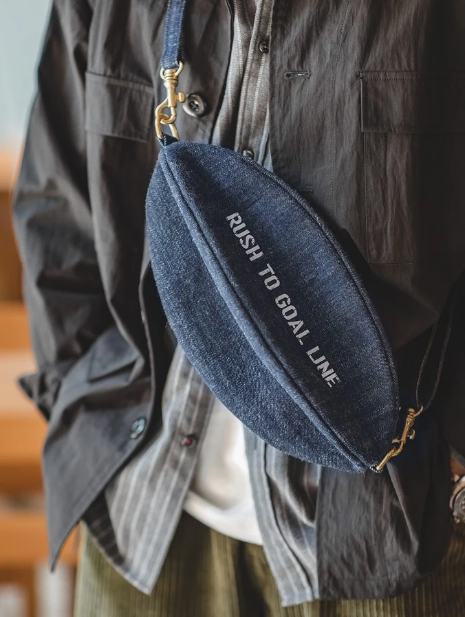 Bolsa de rugby de japonés, bolso de fútbol americano, bolsa vaquera el pecho, vintage, unisex| | - AliExpress