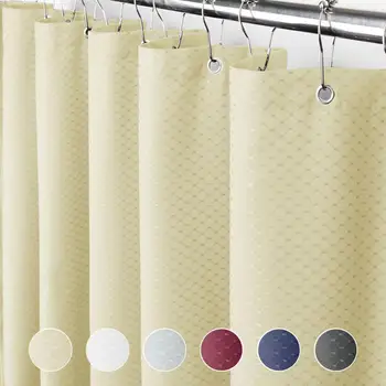 

Eforcurtain Heavy Duty Waffle Shower Curtain Hotel, Waterproof Bathroom Curtain Solid Fabric for Home Hotel Use