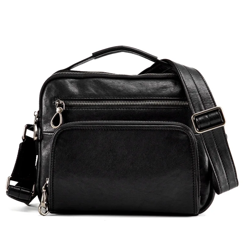 

2019 New Style Genuine Leather Men Briefcase Cross Large-Volume Cross-body Shoulder Bag Full-grain Leather Casual Handbag
