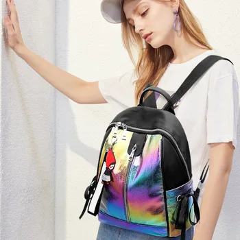 

Waterproof Female Backpack Reflective Colorful Headphones Girl School Backpack Travel Shoulder Teenager Schoolbag Knapsack