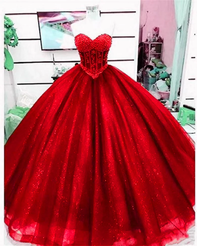 ANGELSBRIDEP Sweetheart Ball Gown Quinceanera Dresses Vestidos De 15 Anos Fashion Glitter Tulle Birthday Princess Party Gowns