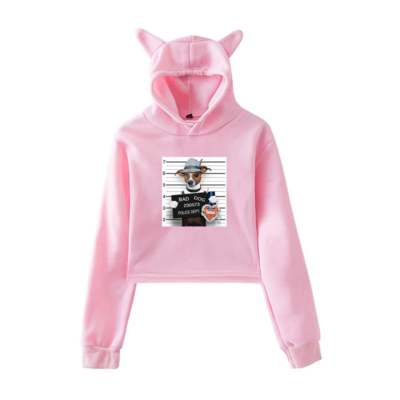 Kawaii Hoodie 1 Новинка года; толстовки с капюшоном в стиле Харадзюку милые топы с капюшоном и принтом «Bad Dog Bad Cat» для девочек; Женская толстовка одежда с длинными рукавами; сезон осень-зима - Цвет: Kawaii Hoodie 1