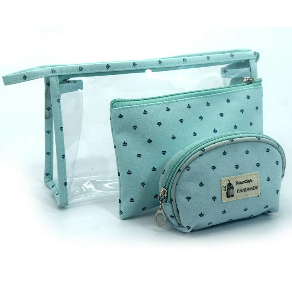 

3 Pieces Women Multi-functional Portable Travel Cosmetic Bag Lady PVC Transparent Fashion Makeup Bag