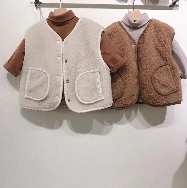 New Wholesale Boys Girls Fleece Waistcoat Fashion Winter Kids Vests 1-7t PP532